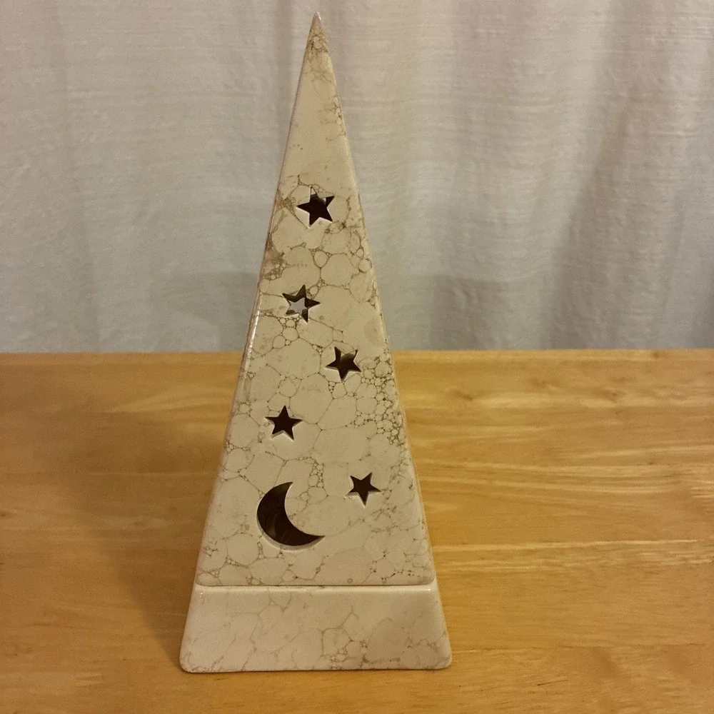 VTG Partylite Galaxy Pyramid Tea light Holder Witchy Celestial Moon And Stars